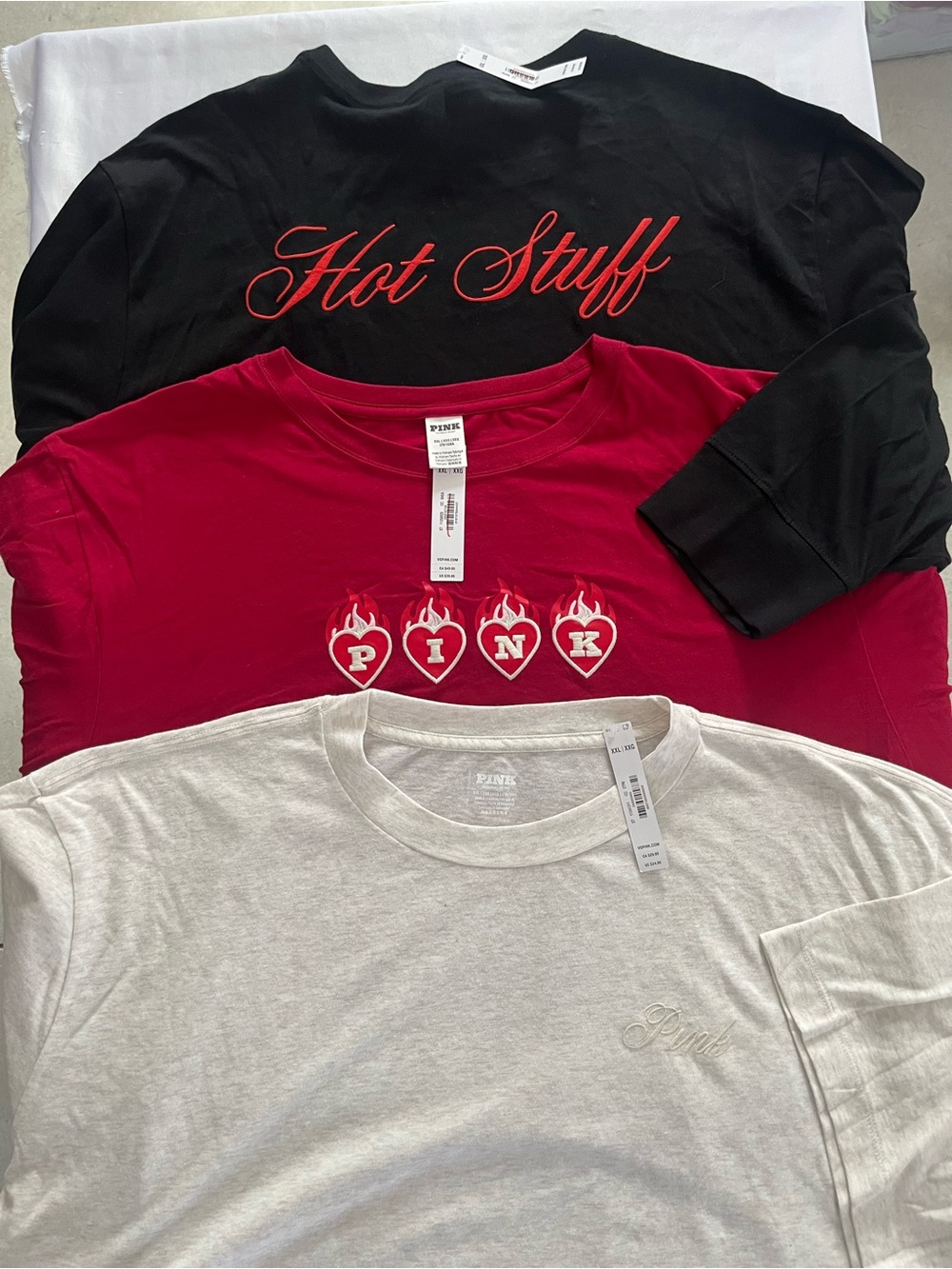 New Victoria’s Secret Pink XXLARGE T-shirts, 2 long sleeve 1 short sleeve